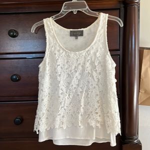 White lace overlay top